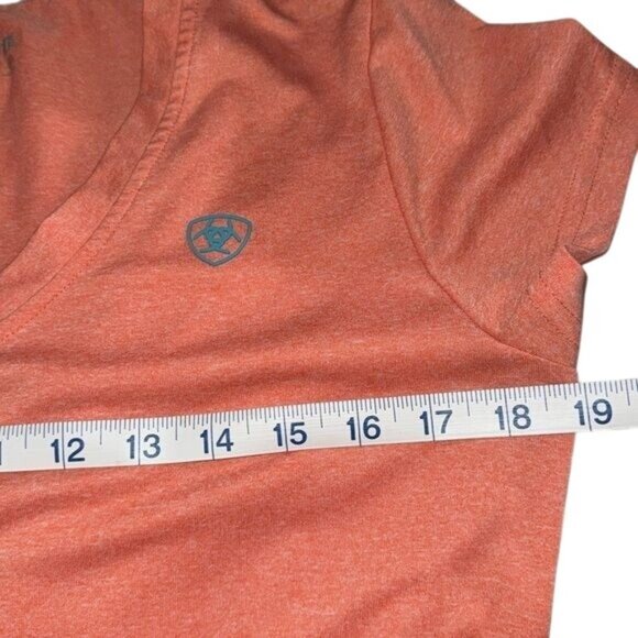 Ariat Womens Orange V-Neck Short Sleeve Performance Tee M - Picture 7 of 10